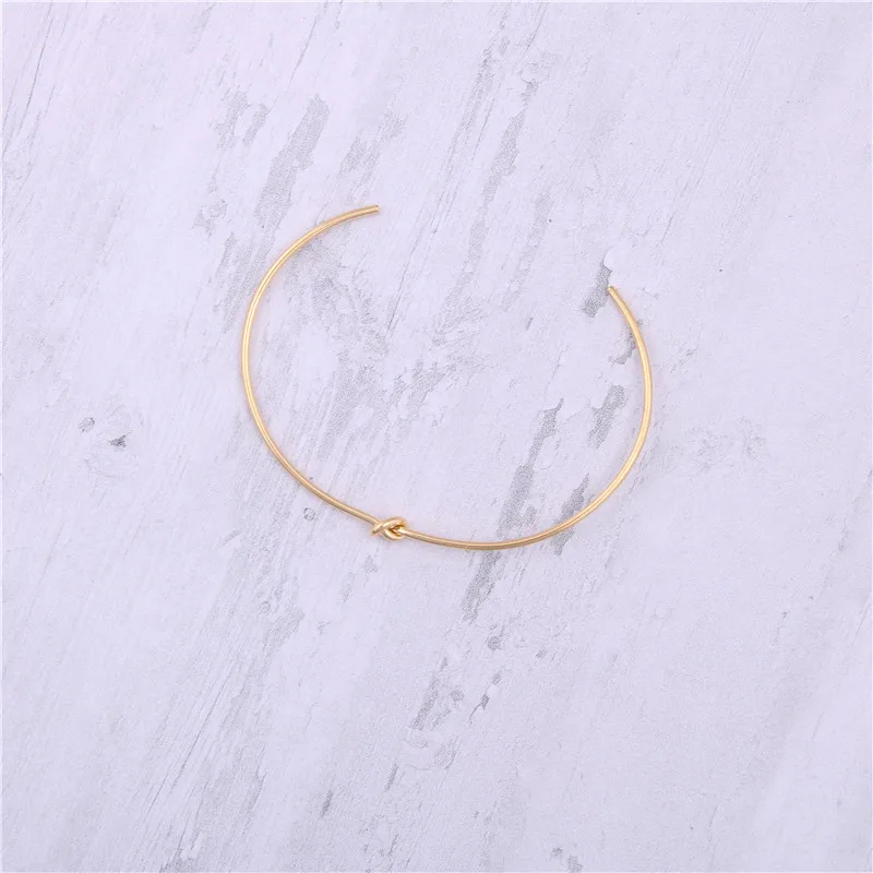 Joolim Jewelry Wholesale High End PVD Tarnish Free Simple Double Loop Knotted Opening Stainless Steel Bracelet for Women