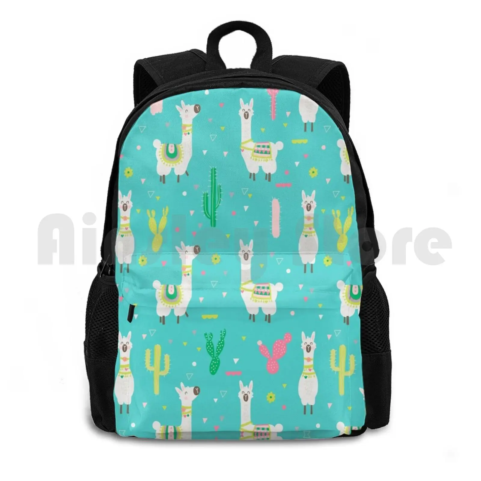 

Llama Outdoor Hiking Backpack Waterproof Camping Travel Llama Alpaca Animals Animal Cactus Boho Aztec Peru Peruvian Handmade