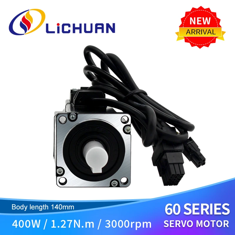 Lichuan 220V Single Phase Or 3 Phase Nema24 400W 3000RPM 1.27N.M AC CNC Servo Motor Elektrikli elétrico