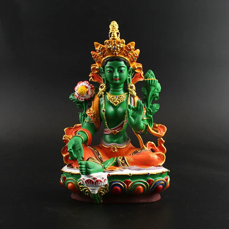 

Green Tara Buddha Dora Bodhisattva, Tibetan Tantra Guanyin Green Tara Exquisite painted Buddha ornaments