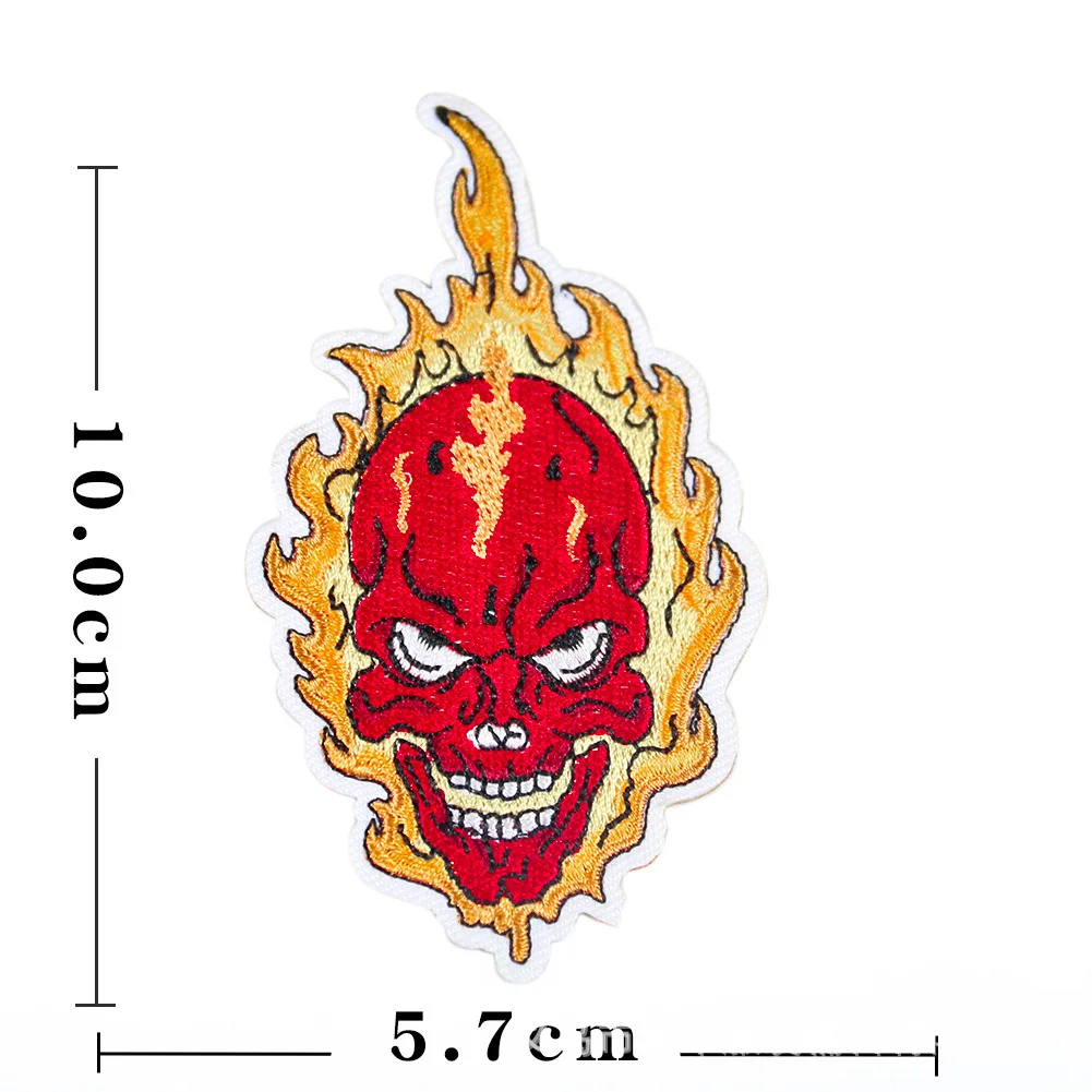 Punk Embroidered Hell devil USA Flag Patches For Clothing DIY Stripes Applique Clothes Iron On Patches Badges personality