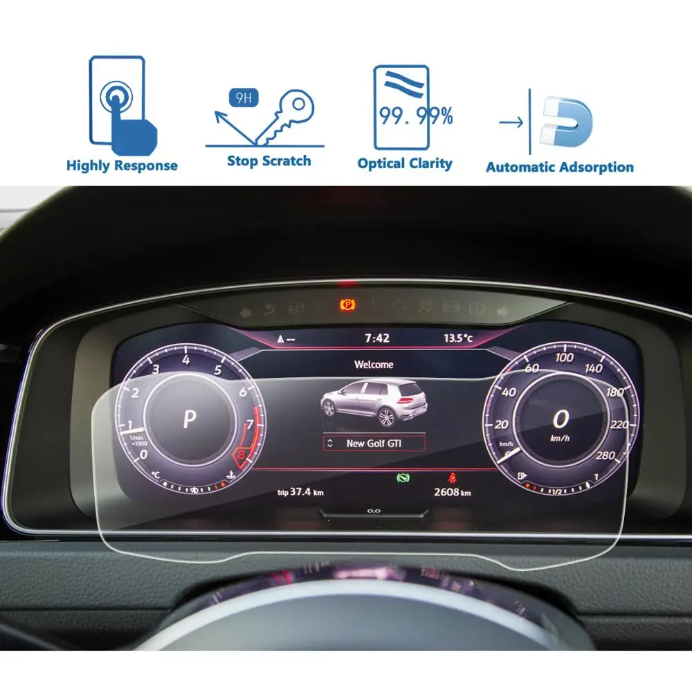 LFOTPP Car Screen Protector for VW Golf 7 MK7 GTD GTI GTE 2016-2019 12.3-Inch Digital Cockpit Display Auto Golf 7 Accessories