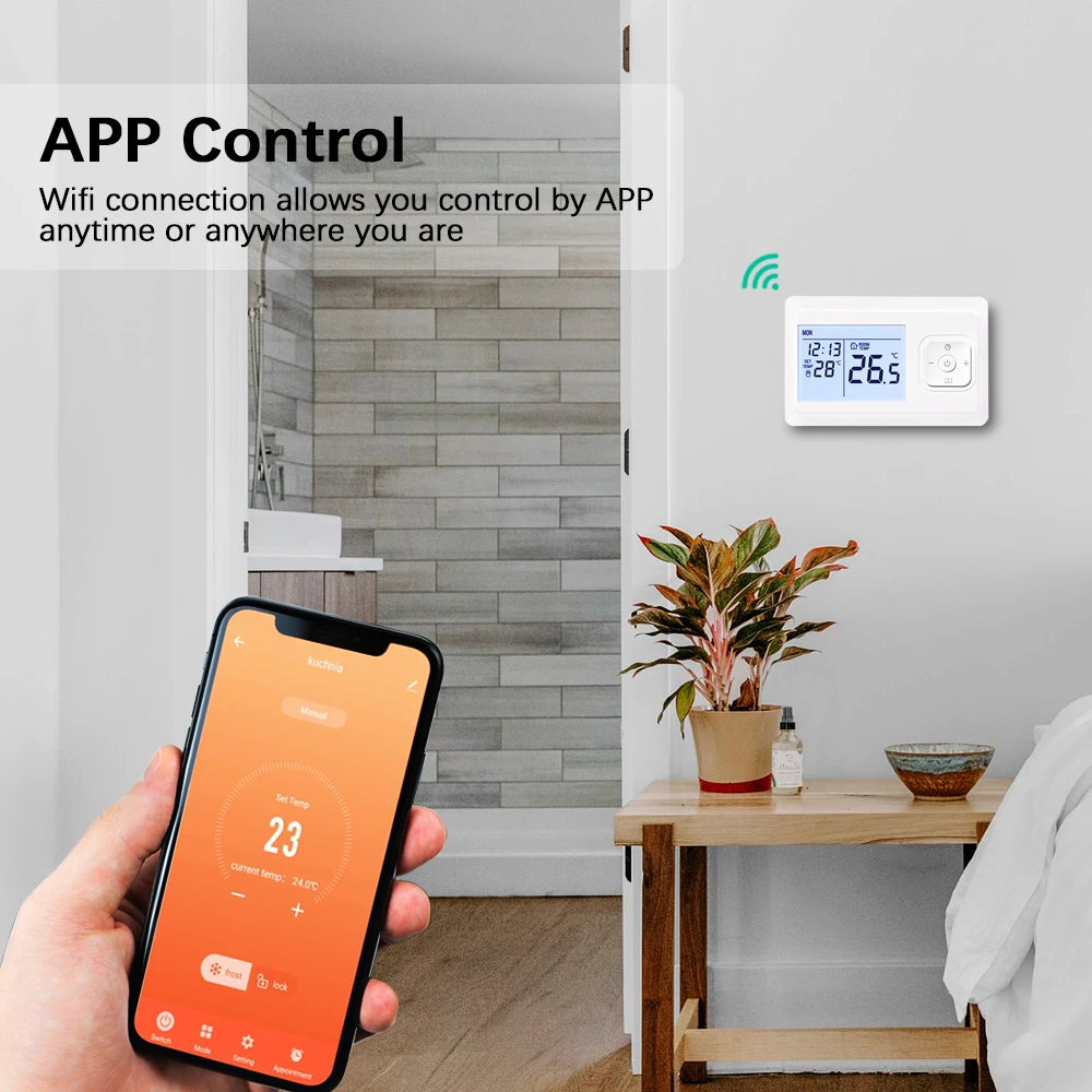 Termostato inteligente WiFi Tuya RF, controlador de temperatura inalámbrico para caldera de Gas, calefacción de agua, funciona con Alexa y Google Home