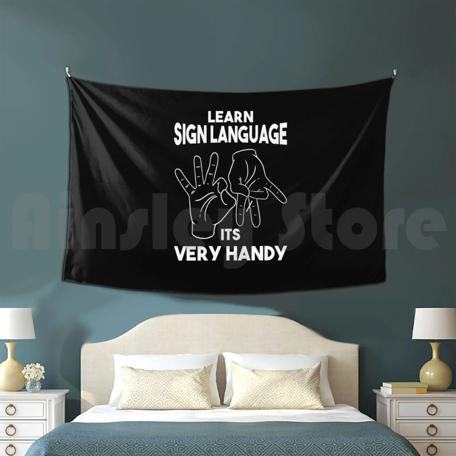 Learn Sign Language Its Very Handy Tapestry Background Wall Hanging Learn Sign Language Its Very Handy Sign Language