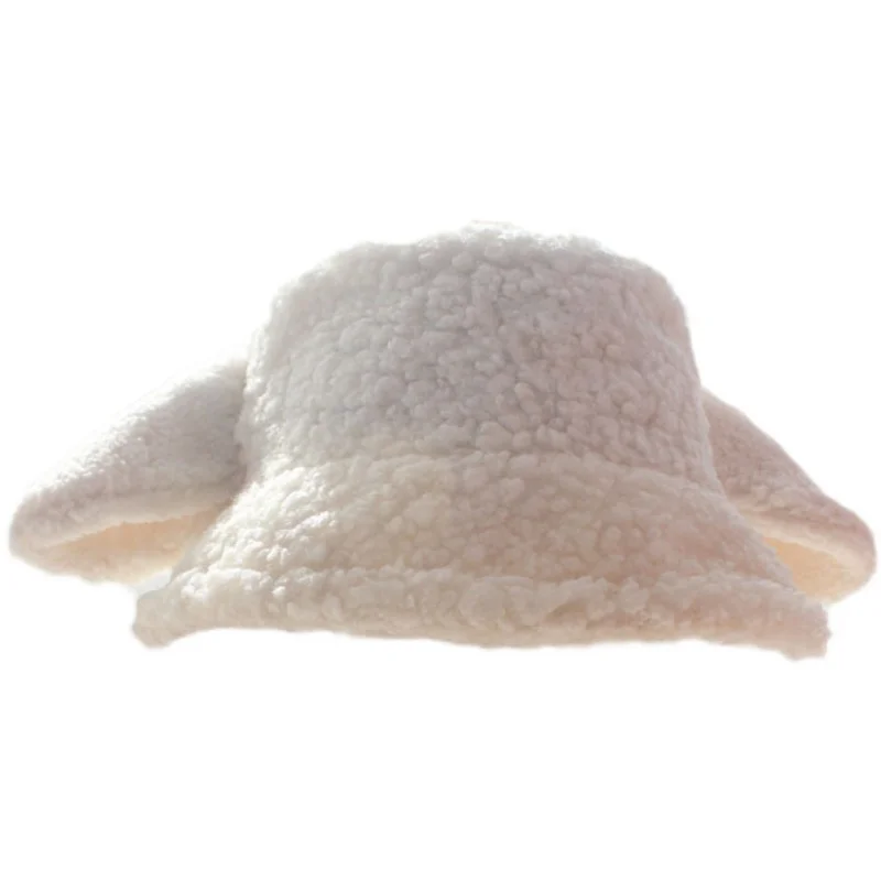 Hand for winter white sheep ear fisherman lambs wool lolita hat lovely lamb basin hat