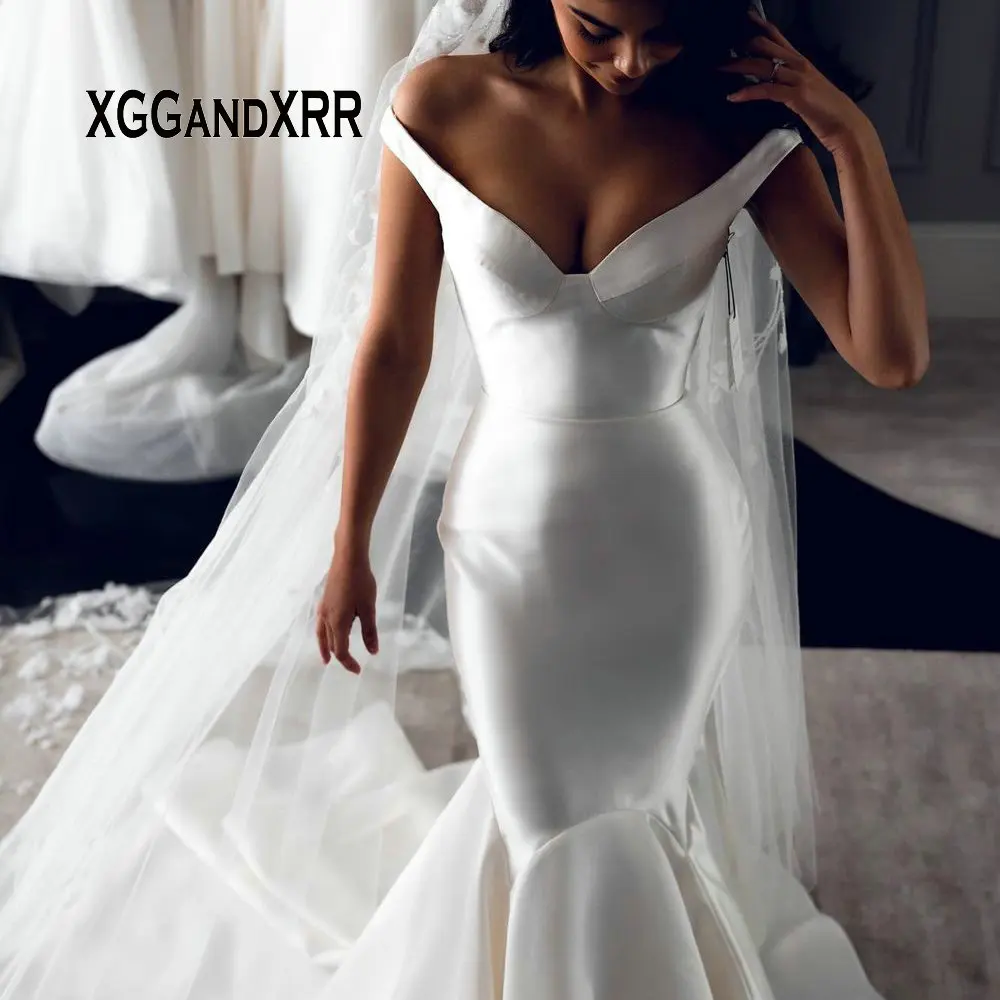 Sexy Mermaid Wedding Dress 2025 Bridal Gown V Neck Matte Satin Long White Formal Pageant Bride Dresses Custom Made Girl Dress