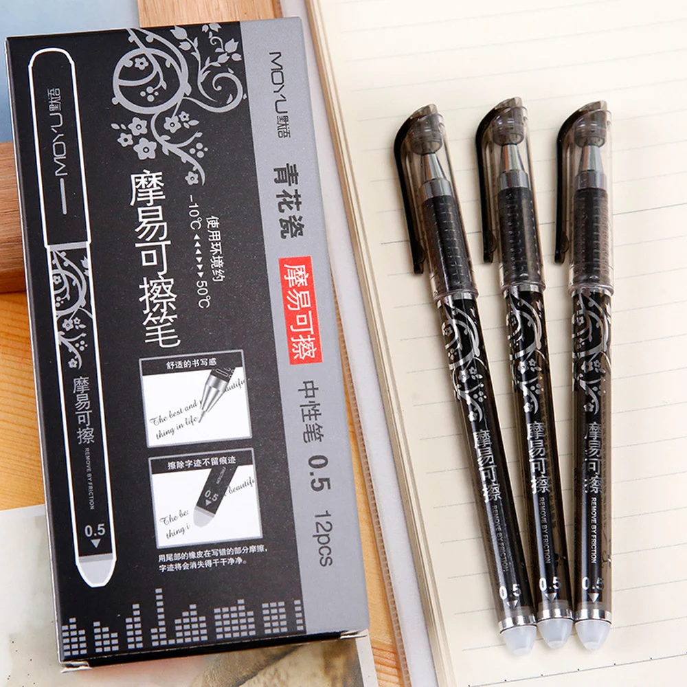 

50Pcs/Set Luxury Erasable Pen 0.5mm Blue Black Ink Ballpoint Pen for School Supplies Student Writing Exam Stationery Pens