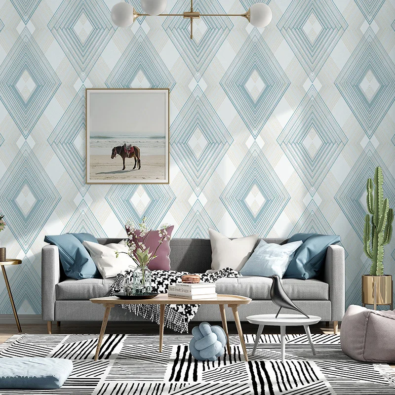 

Noridc Geometric Wall Papers 3D Rhombus Wallpaper Roll for Living Room Background Non woven papel mural