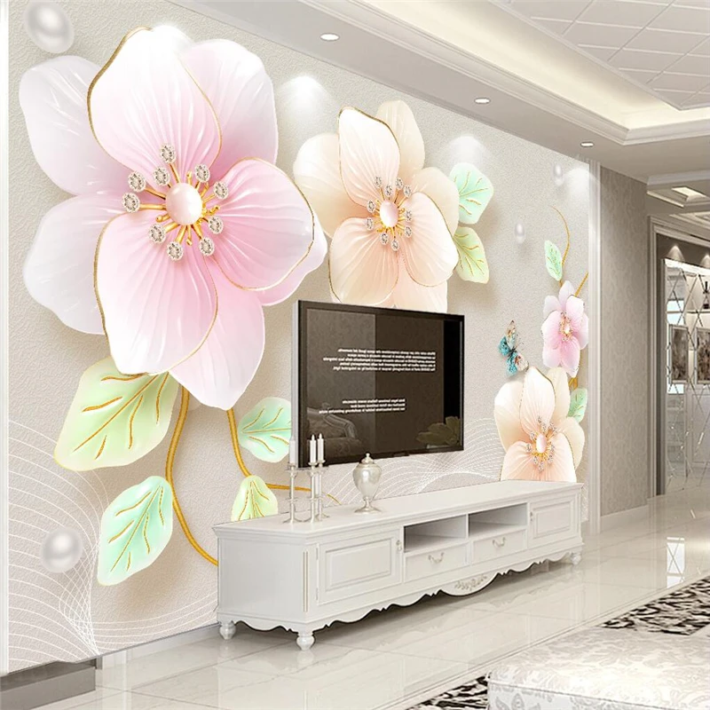 

beibehang Custom Embossed Jewelry Flower Modern wallpapers for wall decorations living room mural wall paper bedroom furniture