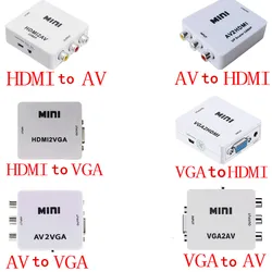 Mini HD AV to VGA Video Converter  to VGA AV2HDMI-compatible Video Converter Conversor with 3.5mm Audio to PC HDTV Converter