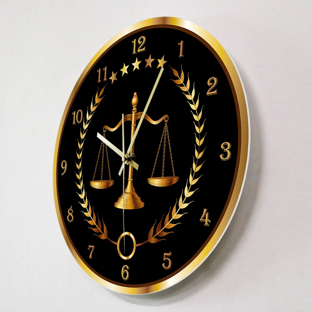 Scale Of Justice Modern Wall Clock Non Ticking Timepiece Lawyer Office Decor Law Firm Wall Art Judge Law Wall Hanging Wall Watch