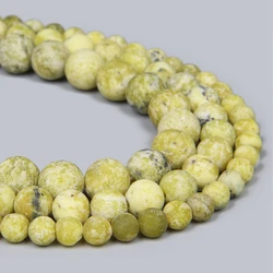 Natural Matte Round Yellow Turquoises Jaspers Stone Beads Loose Spacer 4 6 8 10 12 MM Charm Beads For Jewelry Making Accessories