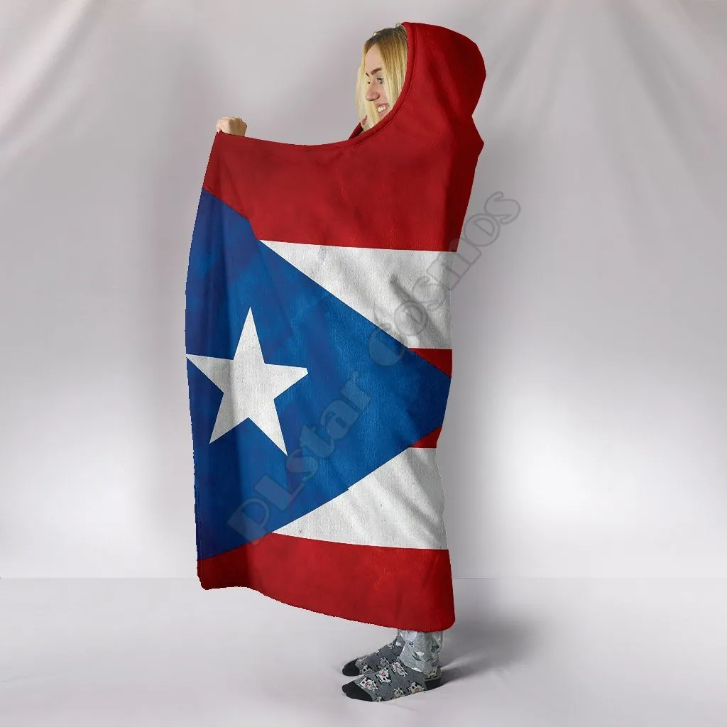 Puerto Rico flag 3D Printed Wearable Blanket Adults For Kids Various Types Hooded Blanket Fleece blanket 02