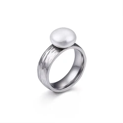 Fashion Stainless Steel Imitation Pearl Rings Three Colours Cute/Romantic Finger Rings For Women Jewelry Engagement Gifts