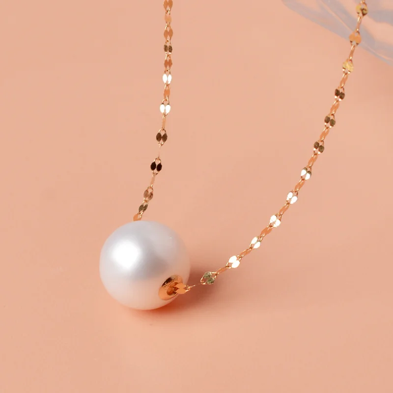 

NYMPH Pure 18K Yellow Gold Necklace Pendant Pearl Jewelry Au750 Natural freshwter 8-11mm Fine Women Party Gift