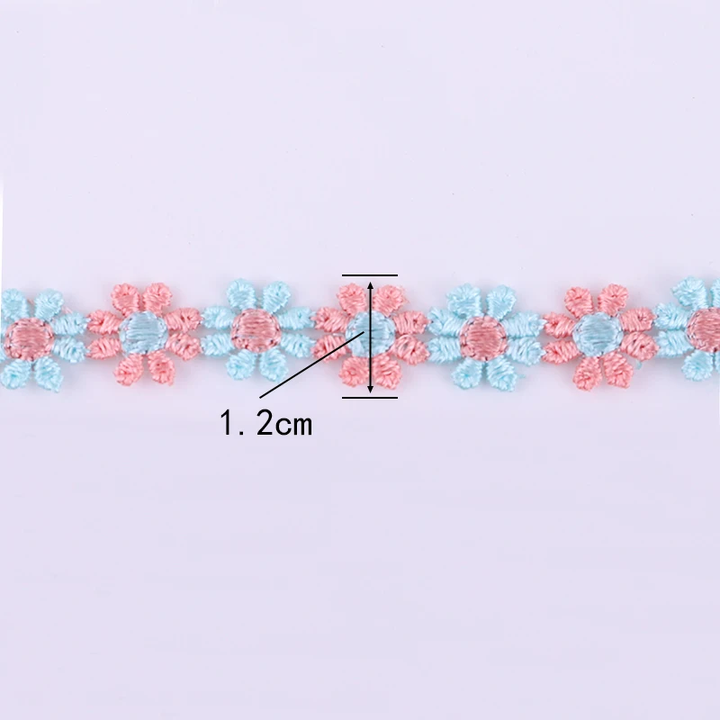 カラフルな刺繍のウェディングリボン,2ヤード,デイジートリム,日曜大工の服,家の装飾,手作りの縫製アクセサリー