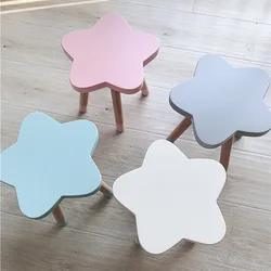 Nordic Wooden Kids Bench Chair Children Room Furniture Cute Pink Star Shaped Homeschooling Playroom Nursery Decor Child Chair