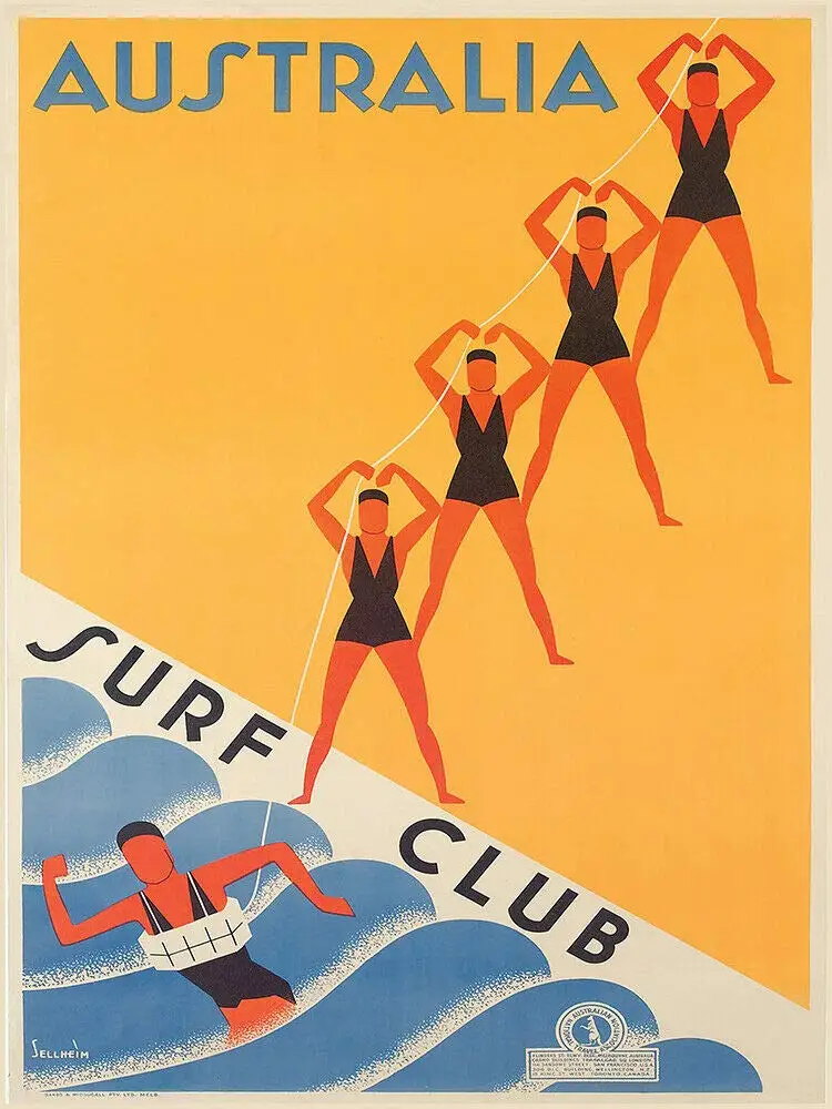 

New Vintage Retro Metal Australia Surf Club Travel Poster Garage Street & Home Bar Club Hotel Wall Decor Plaque Signs 12X8I