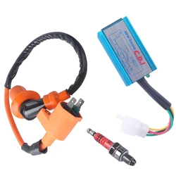 Racing Ignition Coil 5 Pin AC CDI Box for GY6 50cc 70cc 90cc 110cc Scooter ATV Go Kart Moped Quad Pit Dirt w/ Spark Plug