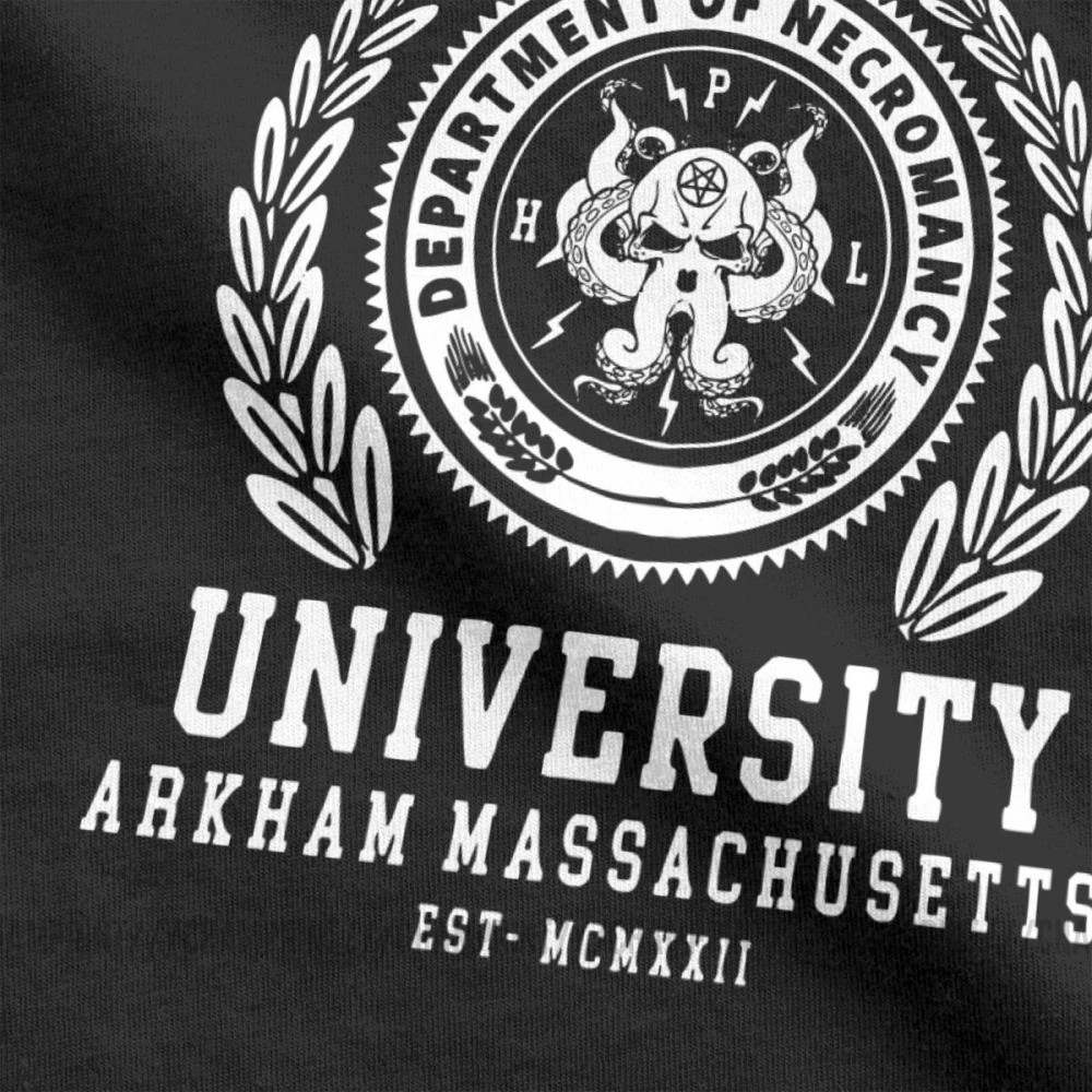 Cthulu And Lovecraft Miskatonic University T-Shirt for Men Call Of Cthulhu Necronomicon Funny Tees Crewneck Cotton Tops T Shirt