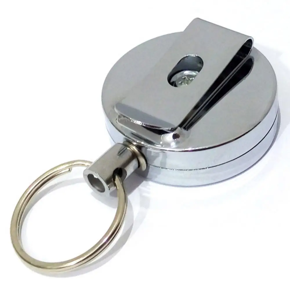 60cm Unisex Key Chain Stainless Steel with Back Clip Resilience Retractable Wire Rope Anti-lost Key Chain Ring Holder Finder