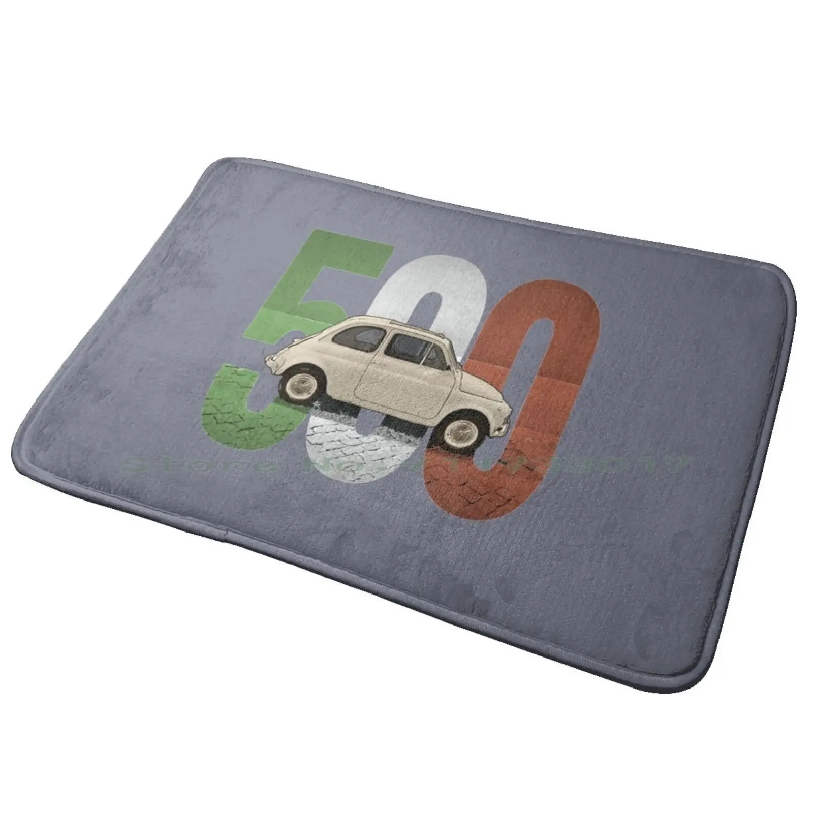 Fiat 500 A Classic Fiat 500 On Black Entrance Door Mat Bath Mat Rug Fiat Talento Fiat 127 Fiat Cinquecento Fiat Coupe Fiat 128