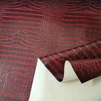 Good,Dark Wine,Matte Faux Crocodile Stripe Pattern,Impress Printing,PU Leather Fabric for Car Seat,Sewing Material,DIY Bag,Sofa