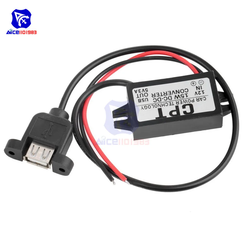 DC-DC Step-Down-Buck-Konverter Stromversorgungsmodul 12V auf 5V 3A 15W für Auto, männlicher/weiblicher USB-Anschluss, Mini-USB, Micro-USB-Adapter – Detail 11