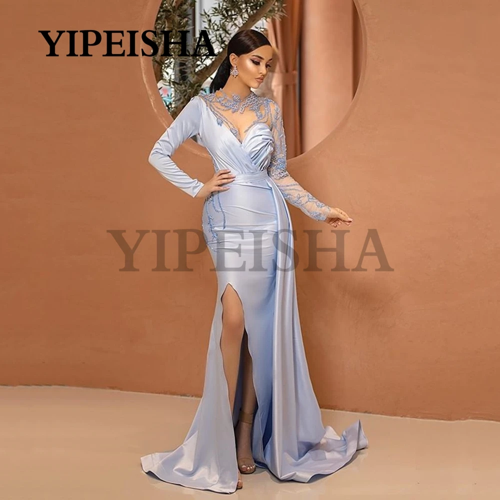 Sexy V-hals Spaghetti Strap Avondjurken Backless Hoge Kant Split Eenvoudige Prom Party Gown Vestidos De Fiesta Платье