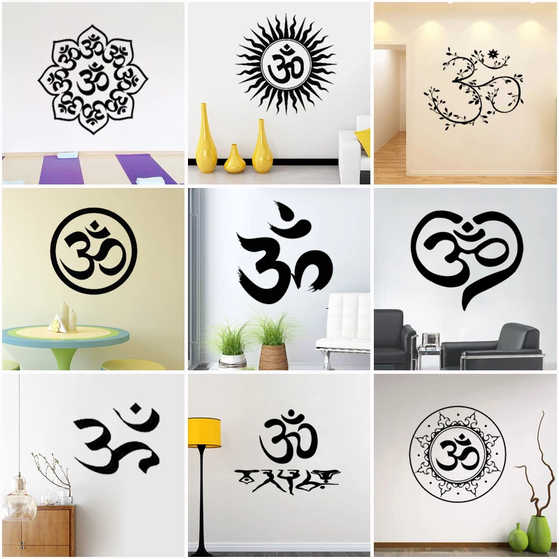 Yoga Symbol Om Meditation Vinyl Wall Stickers Decal Home Decor Bedroom Art Mural Gift Removable