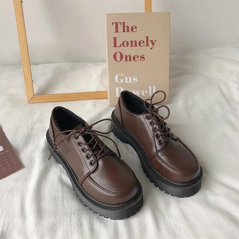 Scarpe con plateau scarpe uniformi scolastiche scarpe da studente Jk ragazze donna scarpe Lolita ragazza punta tonda Lolita Mary Janes Vintage Oxford