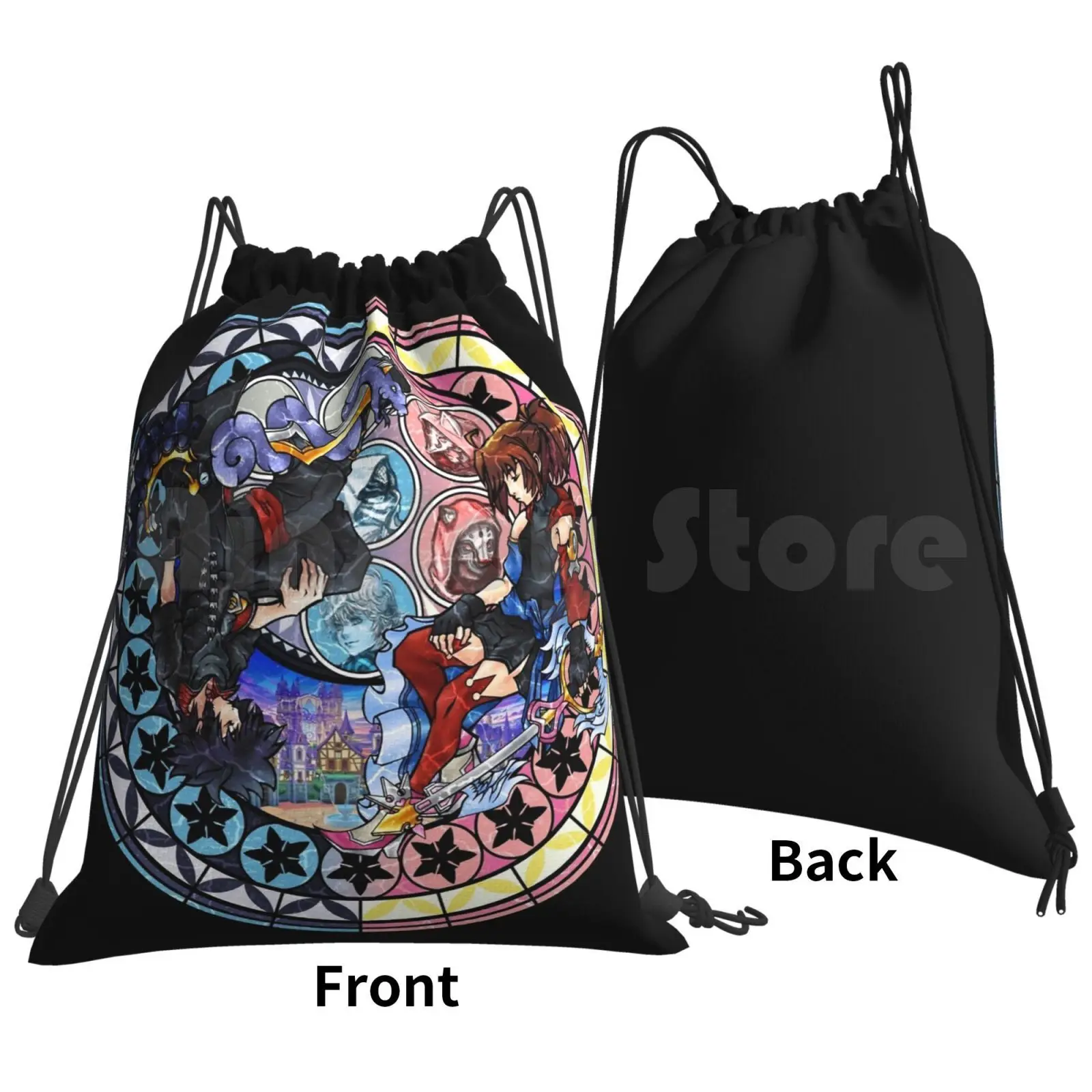 Azalea And Sirius Landing Backpack Drawstring Bag Riding Climbing Gym Bag Kingdom Hearts Square Enix Will Of Past Video Games