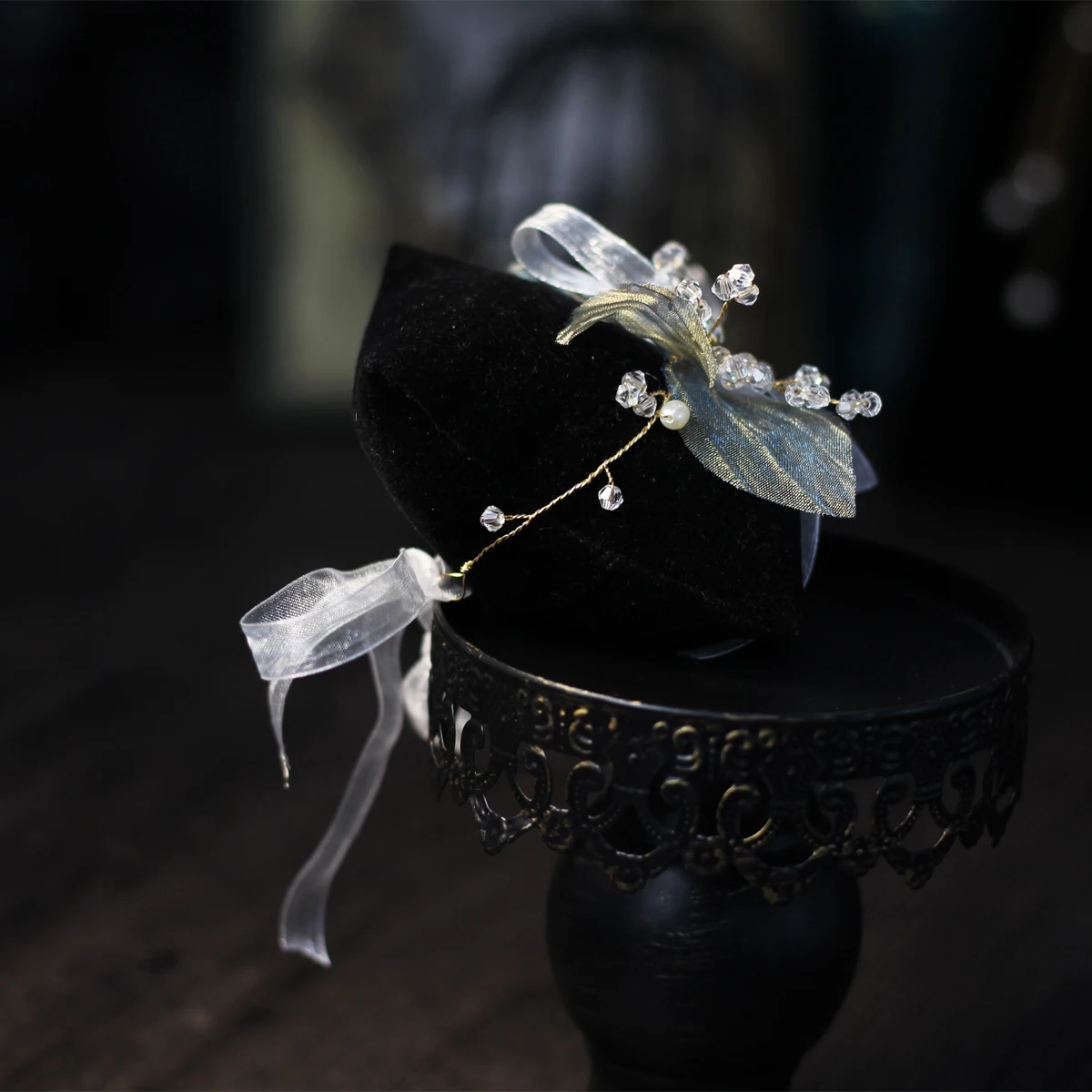 HP051 Fairy กำไลพร้อมแหวนสายรัดข้อมือเส้นด้ายใบริบบิ้นเจ้าสาวข้อมือ Corsage งานแต่งงานอุปกรณ์เสริม