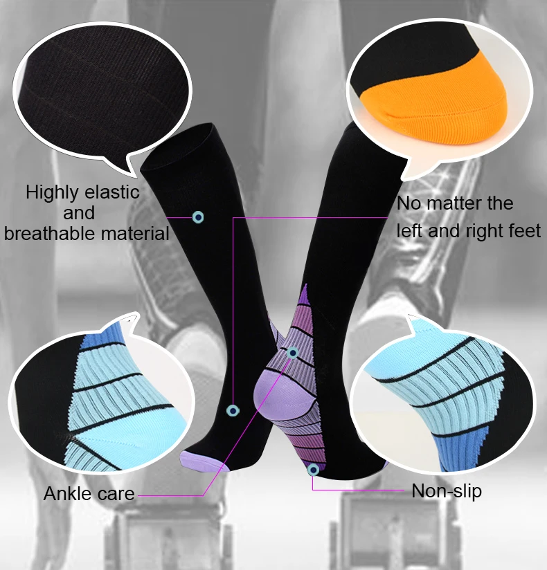 Hot Sale Running Compression Socks Stockings 20-30 Mmhg Men Women Sports Socks For Marathon Cycling Football Varicose Veins Sock image 5