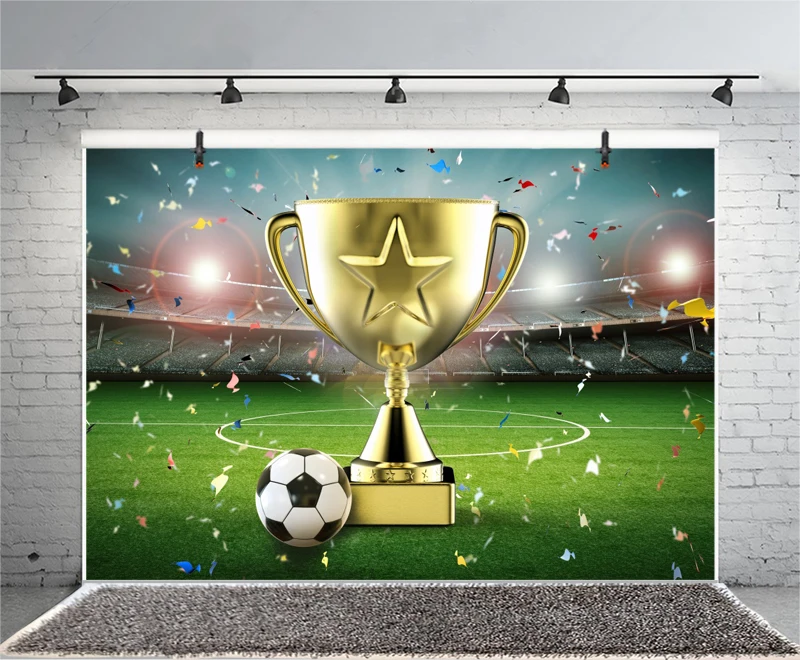 ฟุตบอลฉากหลังรักบี้เด็ก Happy Birthday Party ฟุตบอลเด็กถ่ายภาพพื้นหลังแบนเนอร์ตกแต่ง
