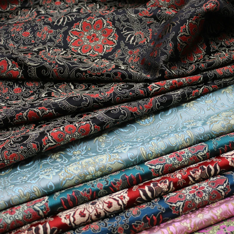 75x50cm floral style damask silk satin brocade jacquard fabric costume upholstery furniture curtain clothing material