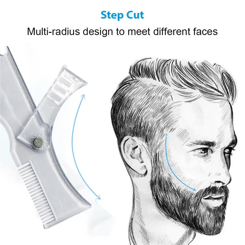 5 In 1 New Rotating Men Beard Shaping Styling Template Comb Stencil Transparent Hair Beards Trim Templates Face Beauty Tool