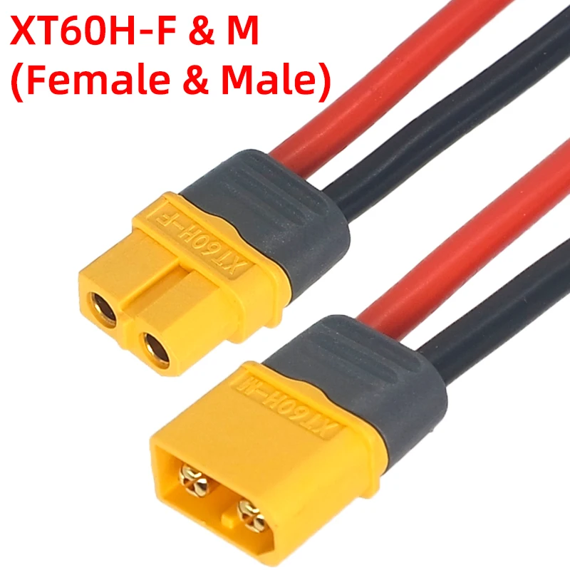 Amass XT60 Connector Female/male, with 10/20/30/40/50CM Length, 14/12AWG Extra Soft Silicone Wire UAV Wire Connector