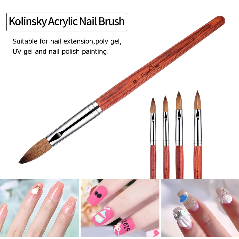 Red Wooden Handle Nylon Acrylic Nail Brush For Nail Art Brush Drawing Gel Extension Brushes Nails Pen Manicure Nail Art Tools