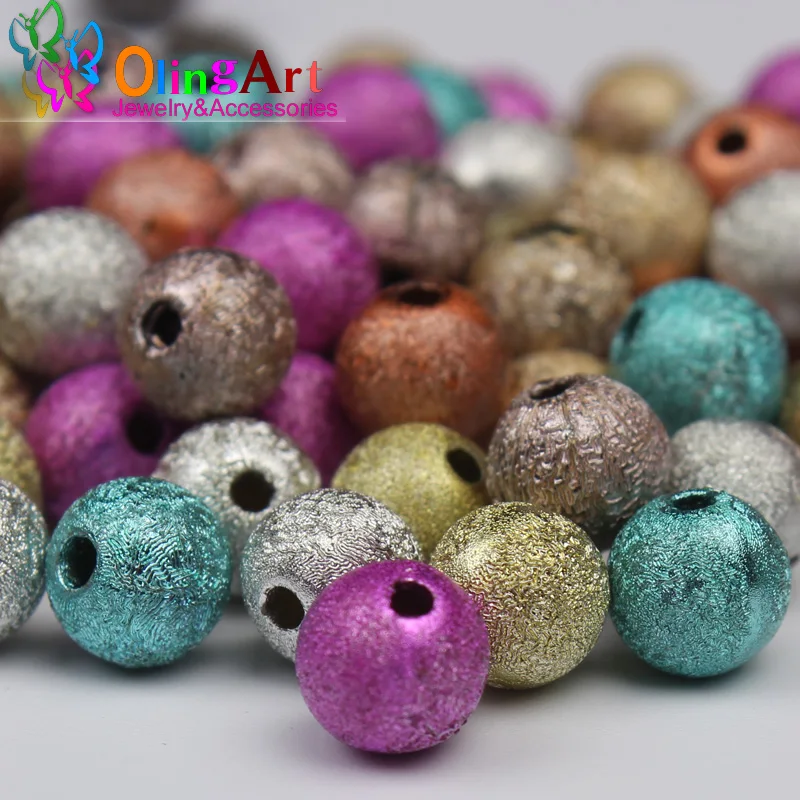 OlingArt 4/6/8/10/12/14/18/20MM Hỗn Hợp Màu Acrylic nhăn Hạt DIY Bông Tai Vòng Tay Vòng Cổ Trang Sức Làm Miễn Phí Vận Chuyển