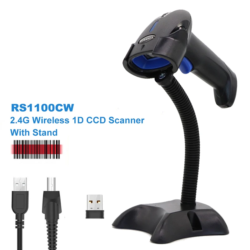 2.4GHz Wireless Barcode Scanner 2-in-1 2.4GHz Wireless & USB2.0 Wired USB Automatic Barcode Reader Handheld Bar code Reader US