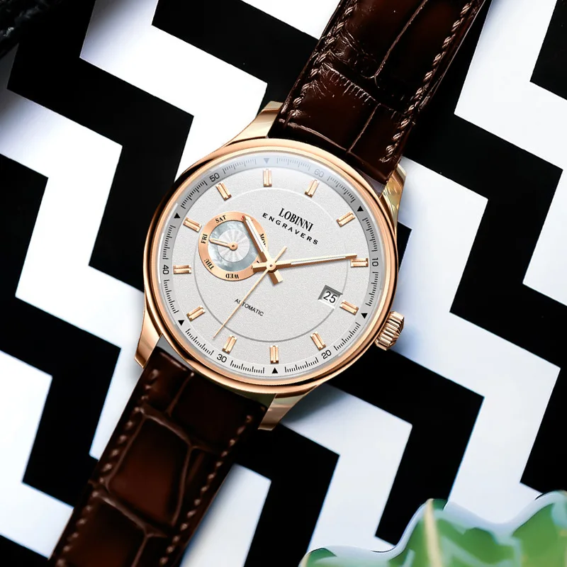LOBINNI Men's Automatic Mechanical Watch L17017 Luxury Switzerland Brand Multi-function Waterproof Luminous Hands Sapphire Clock