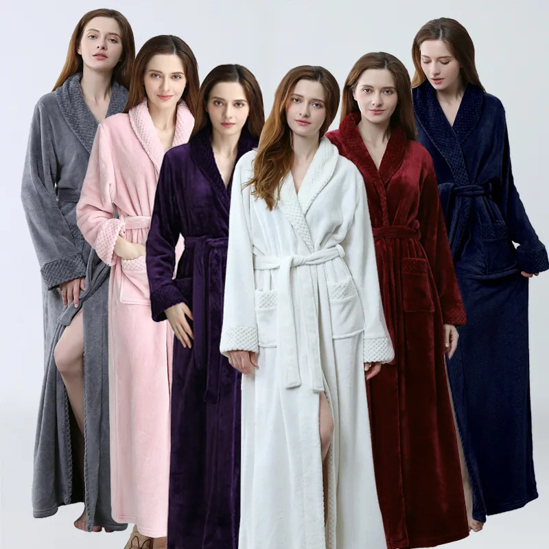 Robes For Women Satin Dressing Gown Women's Solid Color Full Sleeve Terry Cotton Sleep Lounge Robes Sexy Bath Robe Women