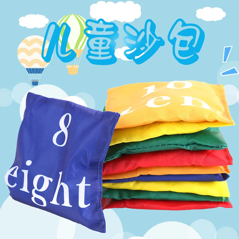 Saco de areia venda quente de alta qualidade crianças jogar sacos de areia do jardim de infância sacos de feijão de letras quadradas redondas com o digital