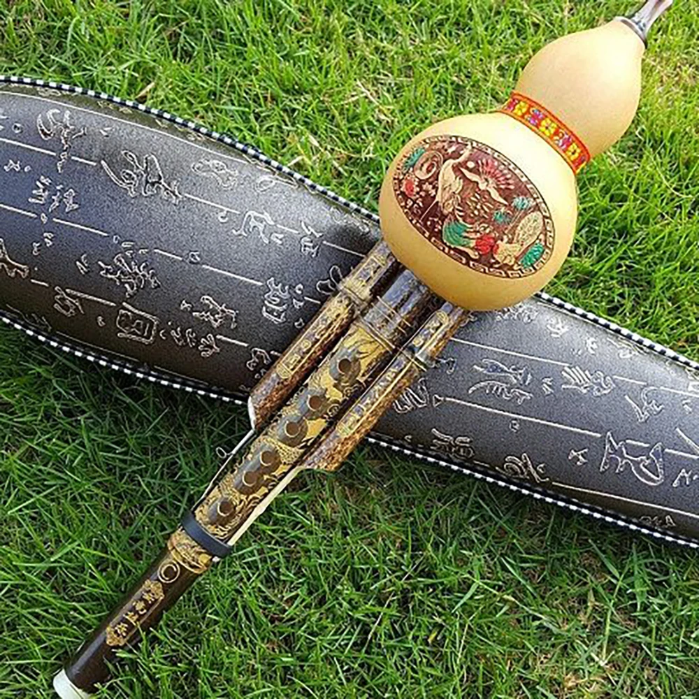 Chinese Handmade Hulusi Ethnic Beginner\'S Musical Instrument Seven-Hole Cucurbit C Tune Lower B Tune For Beginner Music Lovers