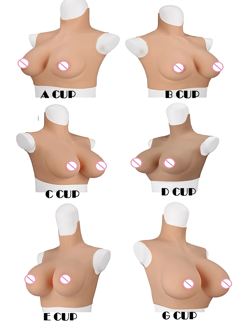 

6G Sleeveless Cross dressing Realistic Soft Silicone A-G Cup Breast Form Suit Fake Boobs Suit For Transgender Shemale Drag Queen