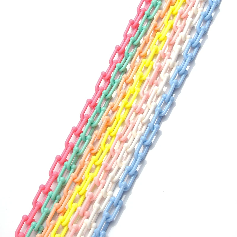 SAUVOO 5m/lot Colorful Acrylic U-Shape link Chain Fit Necklace Bracelet Making For DIY Jewelry Making Accessories