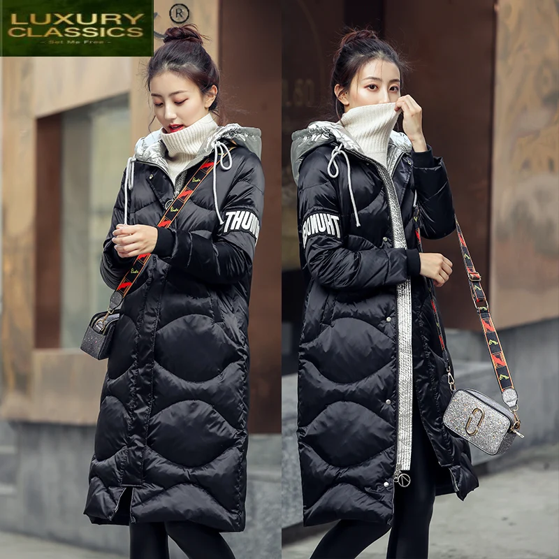 

2021 Women's Winter Down Jackets Korean Coat Female Hooded 90% White Duck Down Jackets Warm Parkas Woman Abrigo Mujer 48