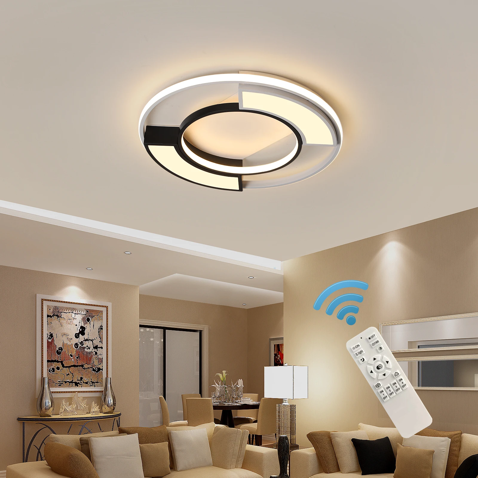 

Modern LED Ceiling Light Remote Round Acrylic Chandelier Flush Mount Ceiling Light Dining Room Dimmable/40W/3600lm/3000-6500K