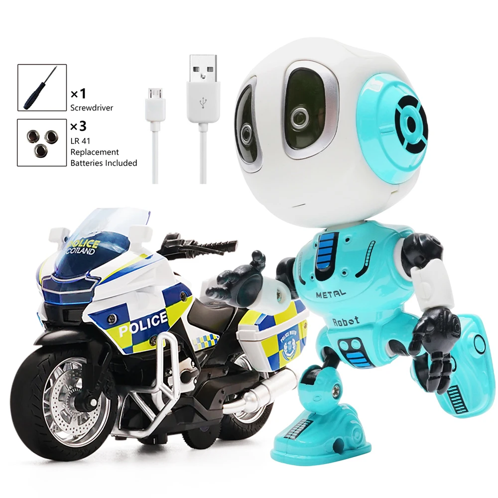 Alloy Intelligent Recording Talking Robot Dialogue Manual Deformation Robot Boy 3-8 Years Old USB Charging With Motorcycle Toy